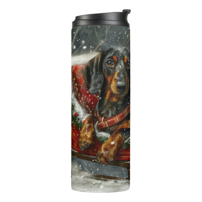 Dackel Hund Weihnachten Thermosbecher (Nach links gedreht)