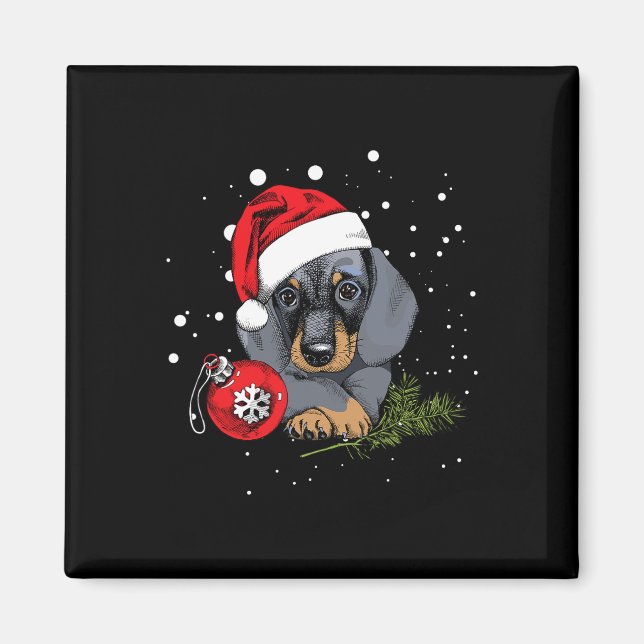 Dackel Hund Weihnachtsbaum Light Weihnachtsgeschen Magnet (Vorne)