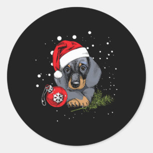 Dackel Hund Weihnachtsbaum Light Weihnachtsgeschen Runder Aufkleber
