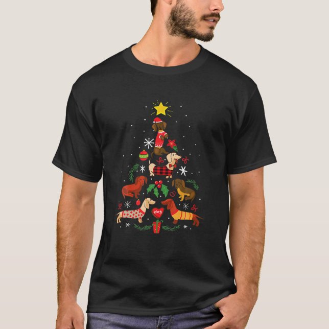 Dackel Hund Weihnachtsbaum Ornament Funny Xmas P T-Shirt (Vorderseite)