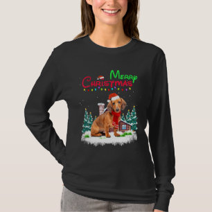 Dackel Hund Weihnachtsmannmütze Weihnachten Lights T-Shirt