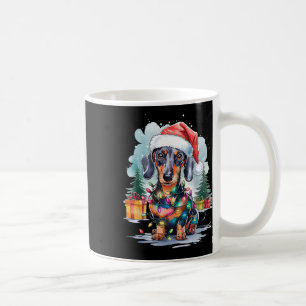 Dackel Hund Weihnachtsmannmütze Weihnachtsleuchten Kaffeetasse