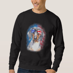 Dackel Hund Welpe American Independence Day Flag Sweatshirt