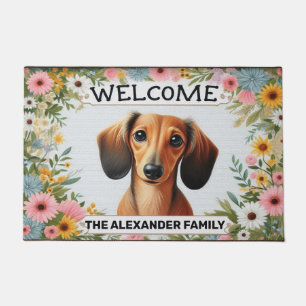 Dackel Hund Zuhause Sweet, Gerahmtes Blumenbeet Wi Fußmatte