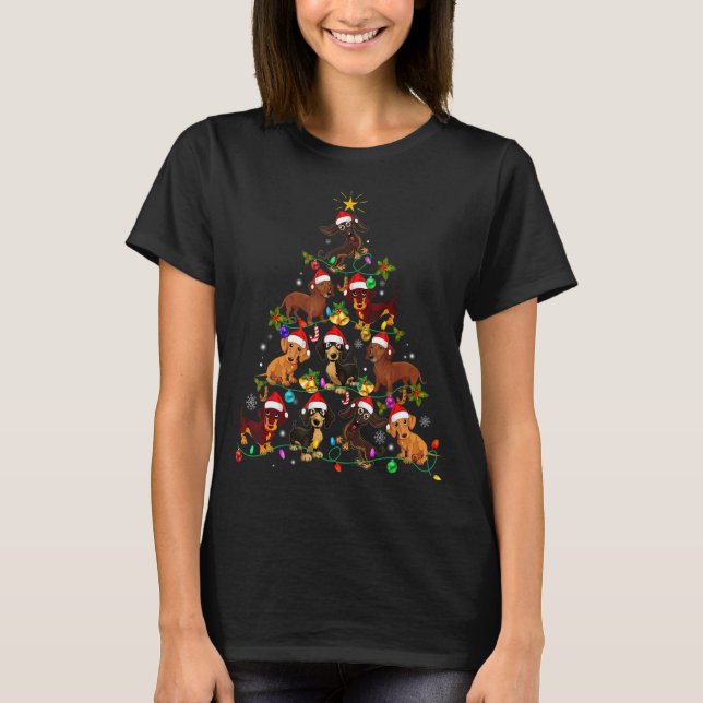 Dackel Hunde Bäume Weihnachten Weihnachten Weihnac T-Shirt (Vorderseite)