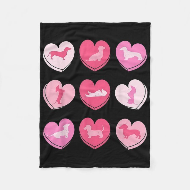 Dackel Hunde Dackel Herz Candy Valentinstag D Fleecedecke (Vorderseite)