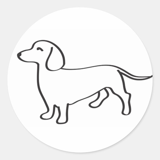 Dackel Hunde Dackel Kontur Illustration Runder Aufkleber (Vorderseite)