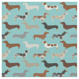 Dackel Hunde hellblau Stoff
