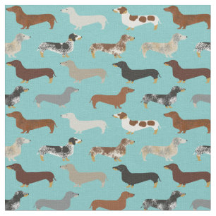Dackel Hunde hellblau Stoff