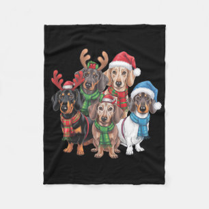 Dackel Hunde in festlicher Kleidung Fleecedecke