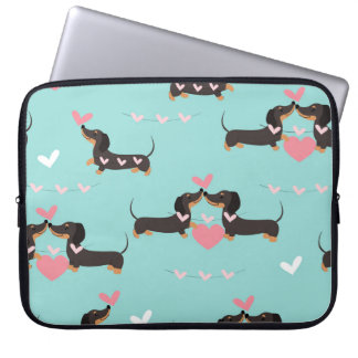 Dackel Hunde in Liebe und Herz nahtlos Laptopschutzhülle