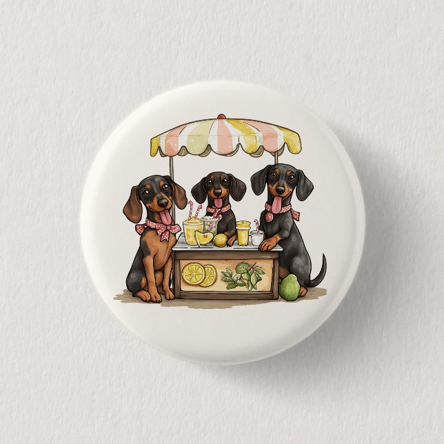 Dackel Hunde Lemonade Stand Button (Vorderseite)