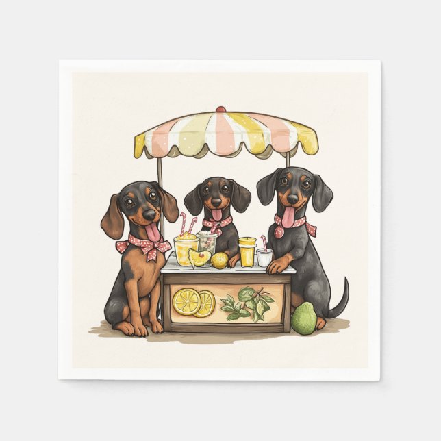 Dackel Hunde Lemonade Stand Serviette (Vorderseite)