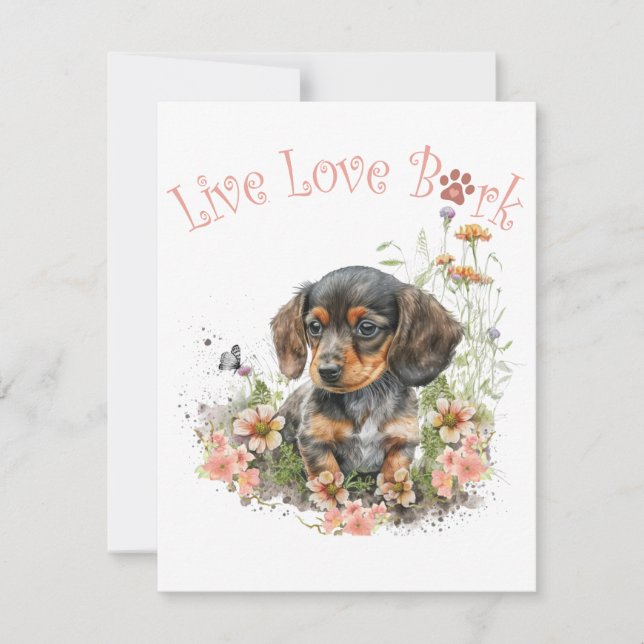 Dackel Hunde Mama Floral Mitteilungskarte (Vorderseite)