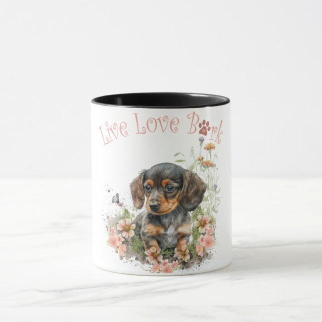 Dackel Hunde Mama Floral Tasse (Zentrum)