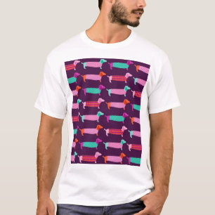 Dackel Hunde: Nahtloses Niedliches Muster. T-Shirt