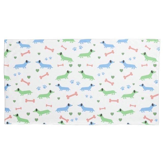 Dackel Hunde Niedliche Dackeln Paws Green Kissenbezug (Vorderseite-Links)