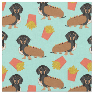 Dackel-Hunde Schwarz-Bräune-Weiner-Hund Stoff