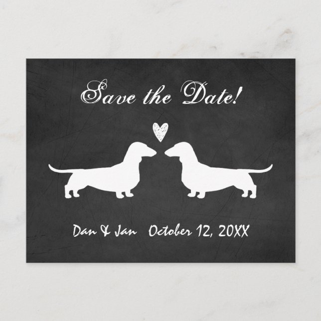 Dackel Hunde Silhouetten Hochzeitssache speichern  Ankündigungspostkarte (Vorderseite)