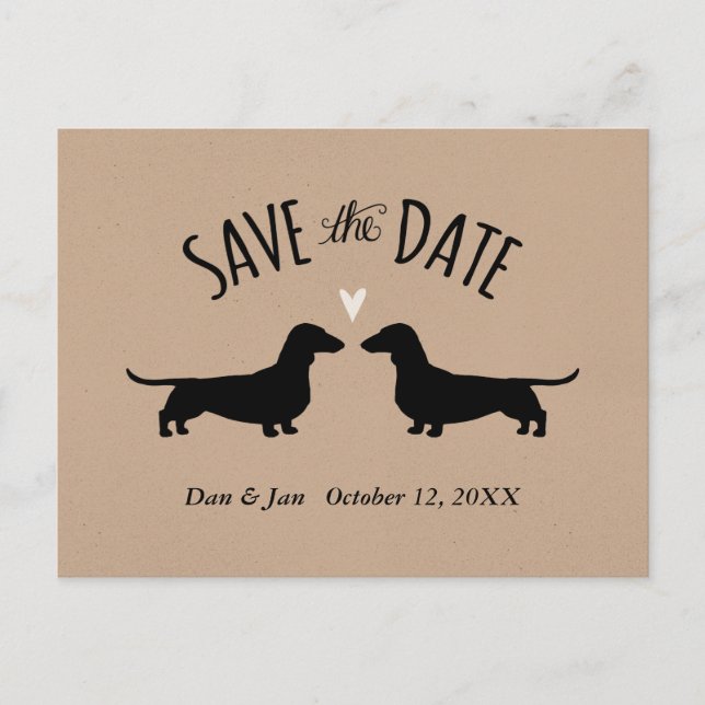 Dackel Hunde Silhouetten Hochzeitssache speichern  Ankündigungspostkarte (Vorderseite)