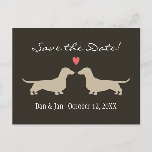 Dackel Hunde Silhouetten Hochzeitssache speichern  Ankündigungspostkarte (Vorderseite)