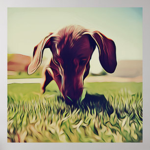 Dackel Hunde spielen mit Tennisball Geburtstag Poster
