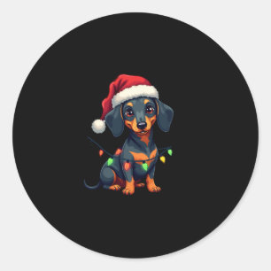 Dackel Hunde Tree Weihnachten Weihnachten Weihnach Runder Aufkleber