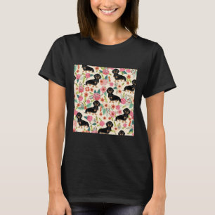 Dackel Hunde und Blume T-Shirt