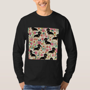 Dackel Hunde und Blume T-Shirt
