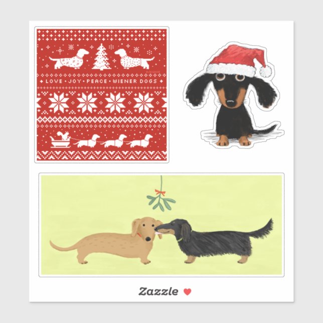 Dackel Hunde Weihnachten | Aufkleber für Dackeln (Blatt)