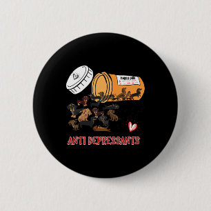 Dackel Hunde Wurst Welpe Lover Antidepressiva Button