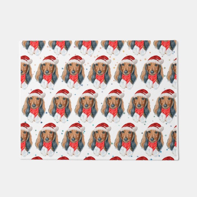 Dackel Hunde Zucht Weihnachten Fußmatte (Vorderseite)