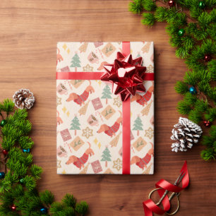 Dackel Hundeliebhaber Rettro Weihnachtsgeschenk Geschenkpapier
