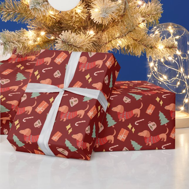 Dackel Hundeliebhaber Rettro Weihnachtsgeschenk Geschenkpapier (Feiertage)