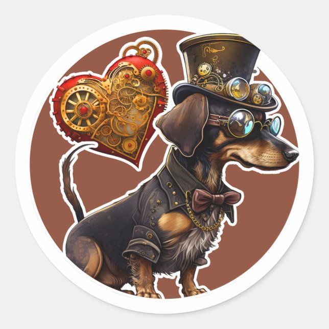 Dackel Hundeschleif Runder Aufkleber (Vorderseite)