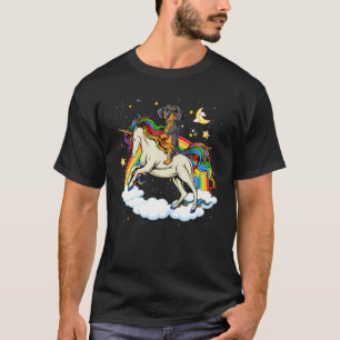 Dackel Hundeschlitten Einhorn & Regenbogenjungen K T-Shirt