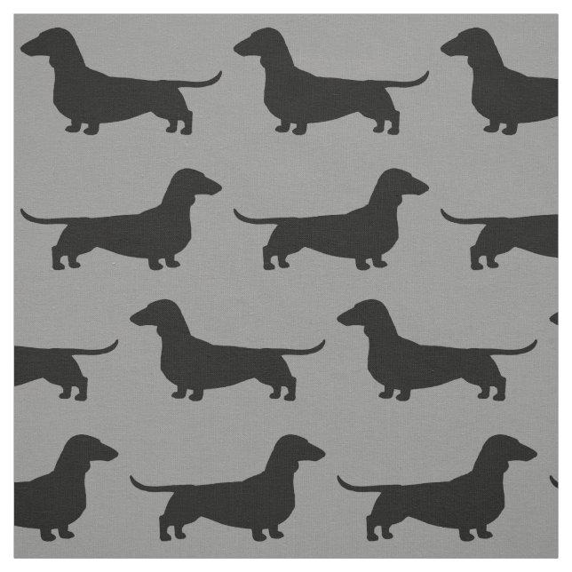 Dackel-HundeSilhouette-Muster grau und schwarz Stoff (Muster)