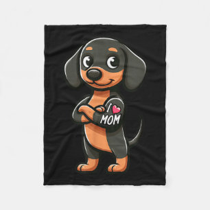 Dackel I Liebe Mama Funny Dog Tattoo Fleecedecke