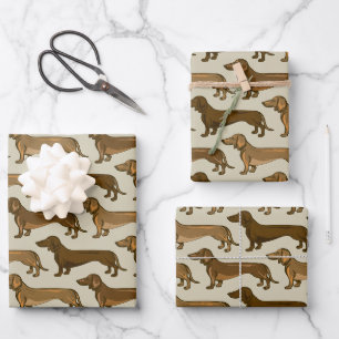 Dackel-Illustration nahtlos Geschenkpapier Set