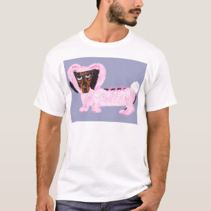 Dackel im flockigen rosa Häschen-Anzug T-Shirt