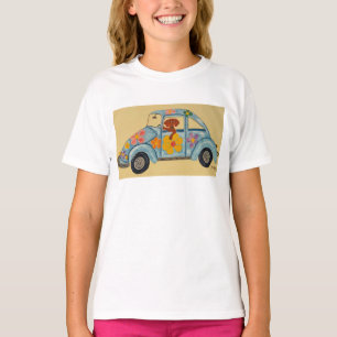 Dackel im Hippie-Auto T-Shirt