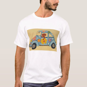 Dackel im Hippie-Auto T-Shirt