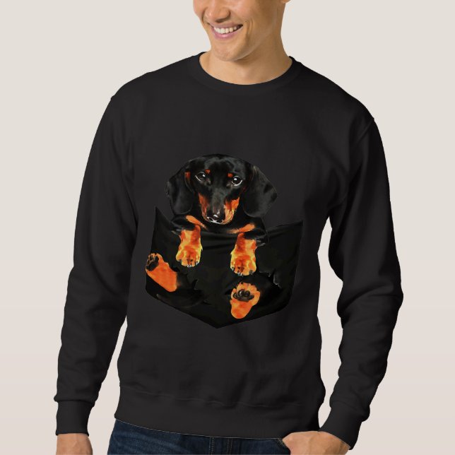 Dackel im Pocket Hund Sweatshirt (Vorderseite)