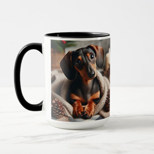Dackel in Blanket Weihnachts-Tasse-Cup Tasse (Links)