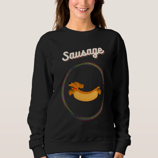 Dackel in der Vintagen Retro-Wurst-Liebe Sweatshirt (Vorderseite)
