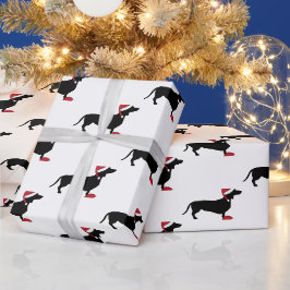 Dackel in der Weihnachtsmannmütze Weihnachten Geschenkpapier