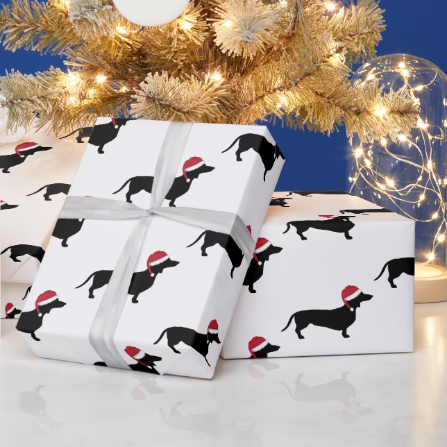 Dackel in der Weihnachtsmannmütze Weihnachten Geschenkpapier (Feiertage)