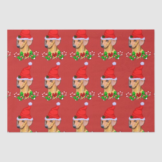 Dackel in der Weihnachtsmannmütze Weihnachten Seidenpapier (Vorderseite)