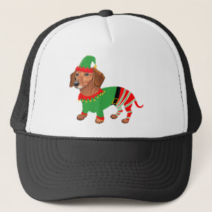 Dackel in elf Kostümen - Dackel Weihnachten Truckerkappe