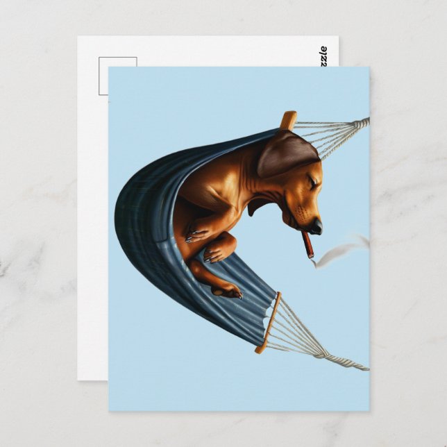 Dackel in Hammock Postkarte (Vorne/Hinten)